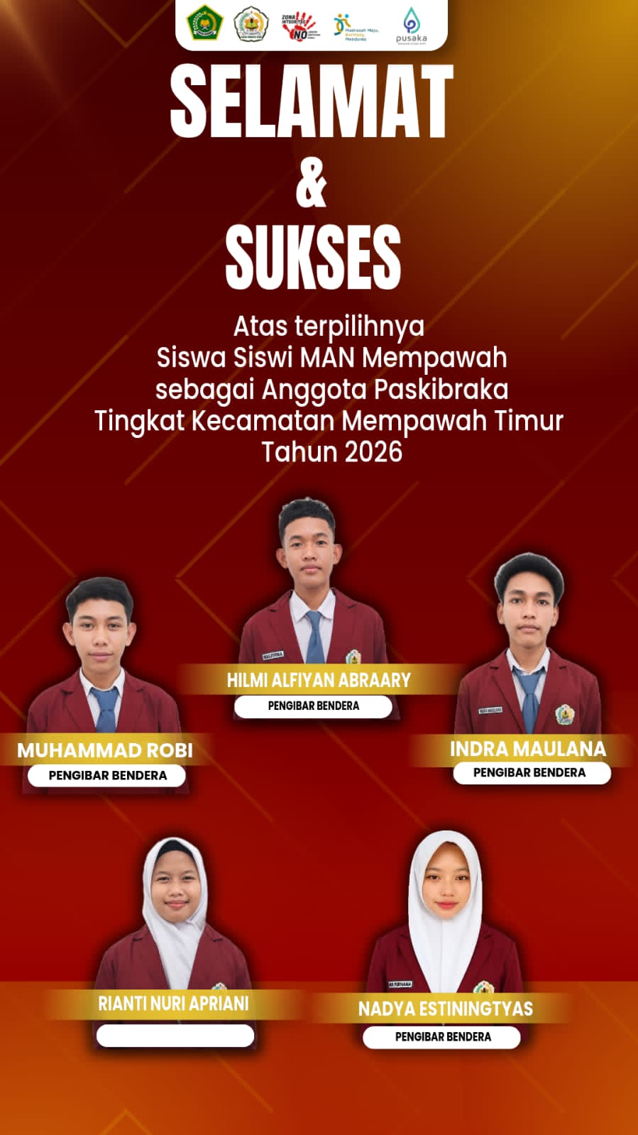 Murid MAN Mempawah Lolos Menjadi Anggota Paskibra Kecamatan Mempawah Timur Tahun 2027